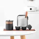 250ml ceramic travel tea set full set open view