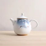 Style A white ceramic Chinese teapot 250ml with hand painted lotus motif