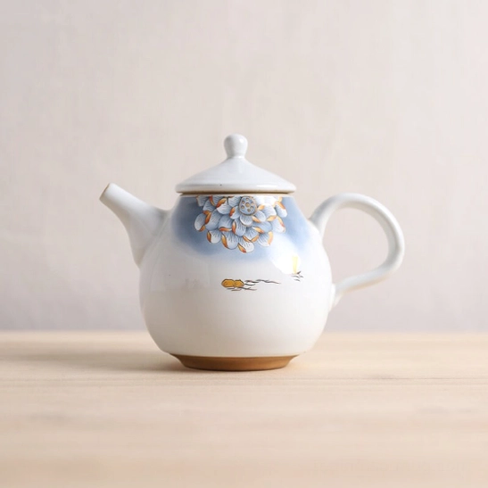 Style B 250ml ceramic teapot with hand painted fish auspicious motif