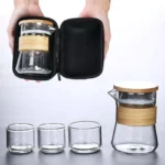 complete 250ml glass travel tea set with teapot cups and carry bag