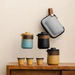 300ml portable travel tea set full set with protective carry bag