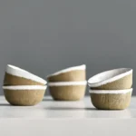 45ml textured japanese ceramic tea cup profile view