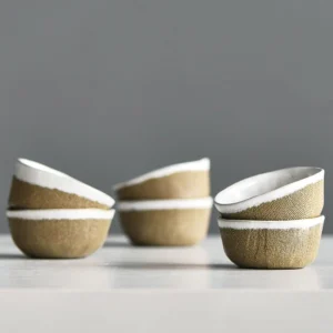 45ml textured japanese ceramic tea cup profile view
