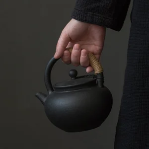 500ml volcanic stone clay teapot with infuser front view