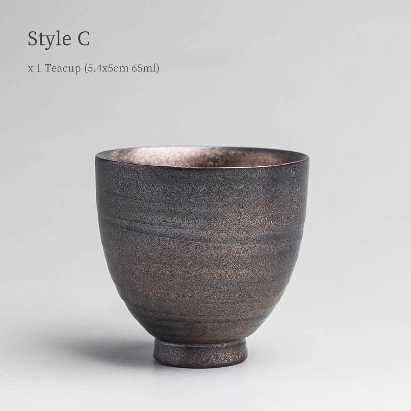65ml small vintage bronze chinese tea cup style c for gongfu tea