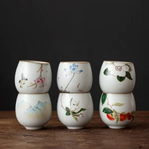 full collection of 95ml traditional chinese ceramic gongfu tea cups