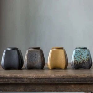 airtight ceramic tea storage canister multiple color options
