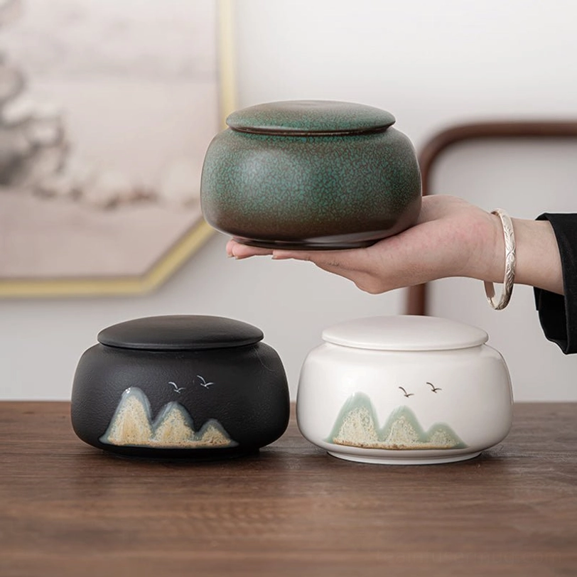 front view of 100ml airtight ceramic tea storage canister