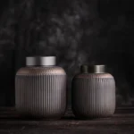 full set of airtight ceramic tea storage canisters with metal lids