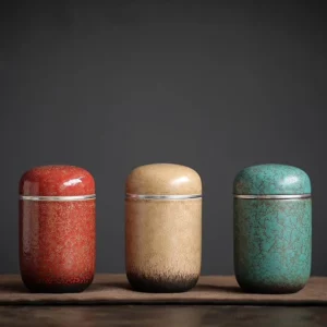 full view of airtight ceramic tea storage canister