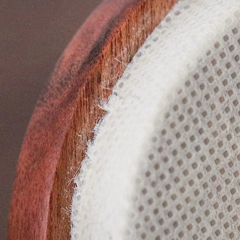 Silicone seal detail on wood lid of airtight tea storage canister