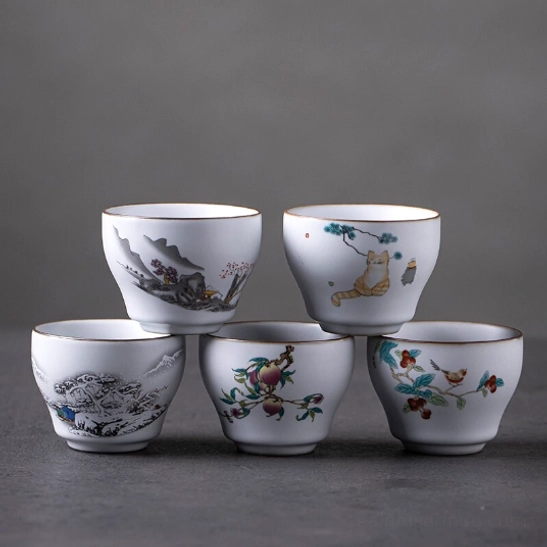 all 5 styles of 75ml decorative chinese ceramic tea cups