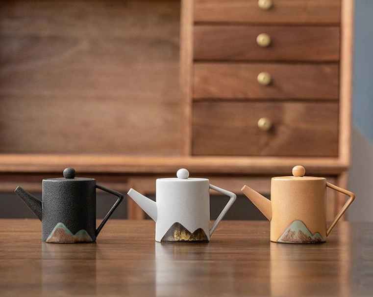 three color options 170ml japanese mountain ceramic teapot