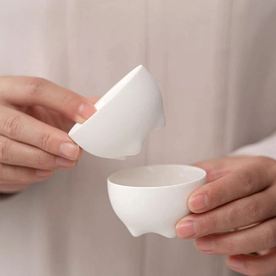 assembled cute rabbit portable travel tea set open