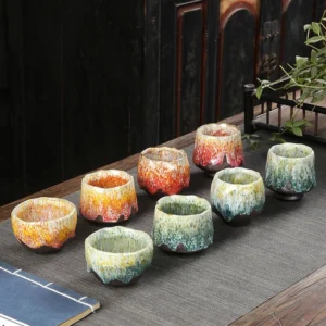 Authentic Jian Zhan Chinese tea cup with unique kiln change glaze