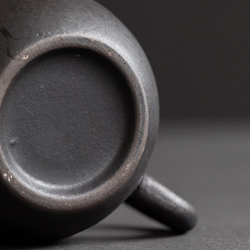 back view of textured bronze gradient 160ml ceramic teapot with infuser