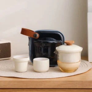 beige 220ml portable gongfu travel tea set full kit