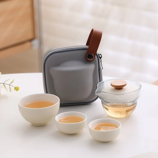 beige variant 100ml travel tea set all components