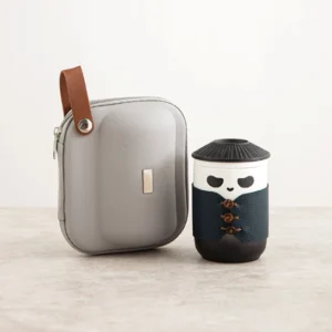 Black base panda portable travel tea infuser mug 300ml with carry case