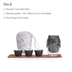 black cat lid 260ml portable travel tea set full set with travel bag