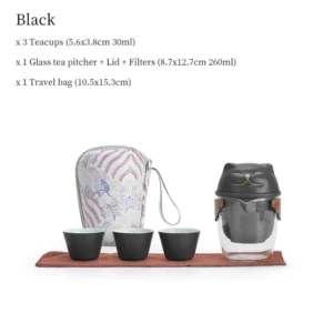 black cat lid 260ml portable travel tea set full set with travel bag