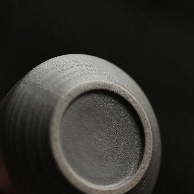 base view of textured matte black ceramic kyusu teapot
