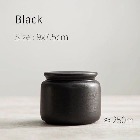 black ceramic tea storage canister variant