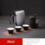 Black 260ml ceramic travel gongfu tea set fully assembled