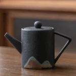 black 170ml japanese mountain ceramic teapot with infuser