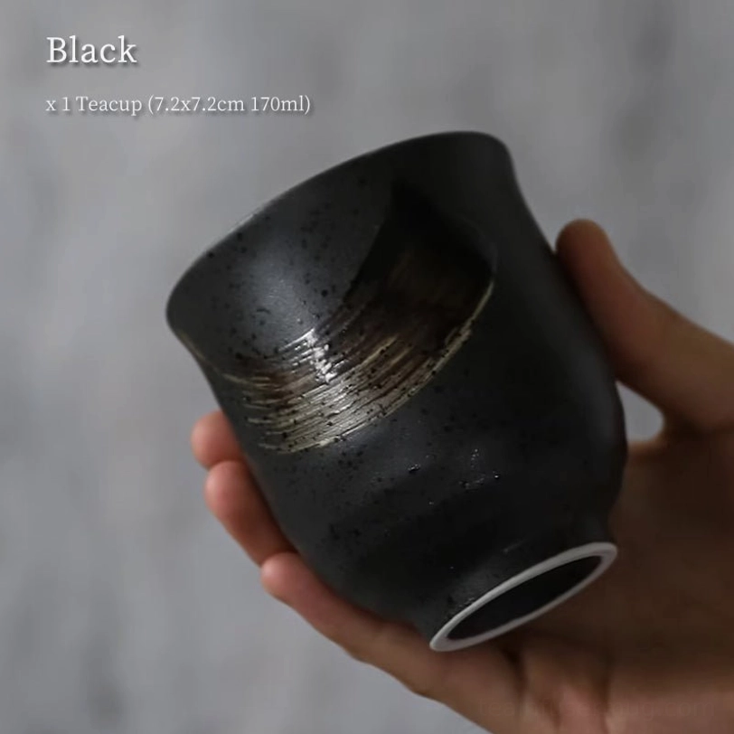 black line style vintage japanese ceramic tea cup 170ml