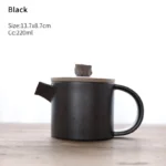 black matte side handle ceramic teapot with infuser 220ml