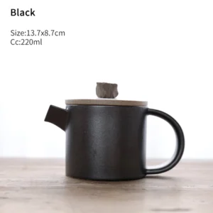 black matte side handle ceramic teapot with infuser 220ml