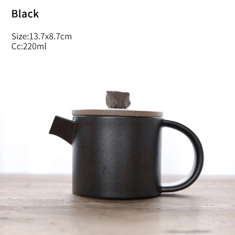 black matte side handle ceramic teapot with infuser 220ml