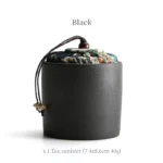 black mini ceramic sealed tea storage canister fabric lid