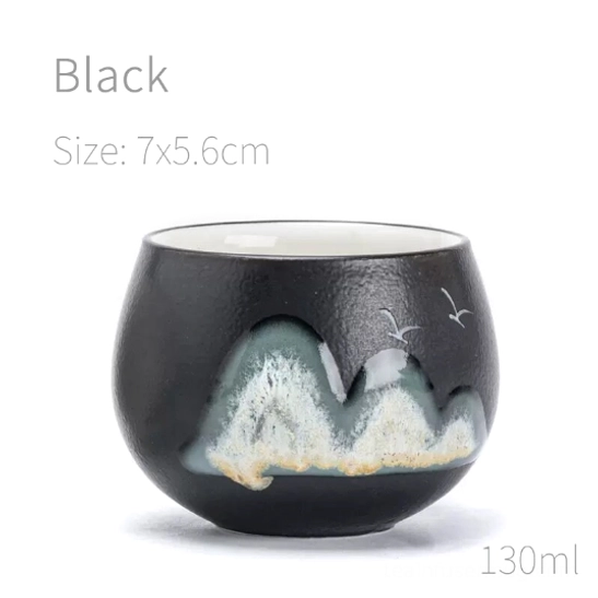 black variant ceramic mountain bird gongfu tea cup