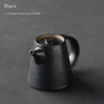 black vintage ceramic teapot with built-in infuser 225ml front view