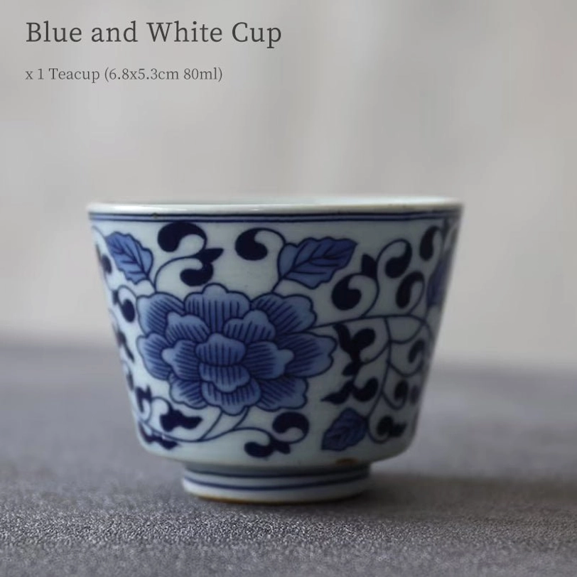 traditional blue and white twisted lotus chinese tea cup 80ml