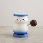 Blue gradient rabbit ceramic tea infuser mug with wooden handle