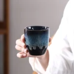 full set display of blue jianzhan ceramic chinese tea cup