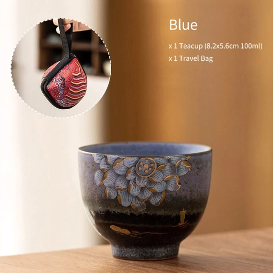 blue variant ceramic lotus tea cup