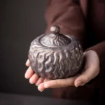 bronze ceramic tea storage canister full product view