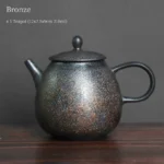 bronze chinese ceramic teapot with built-in infuser 210ml front view