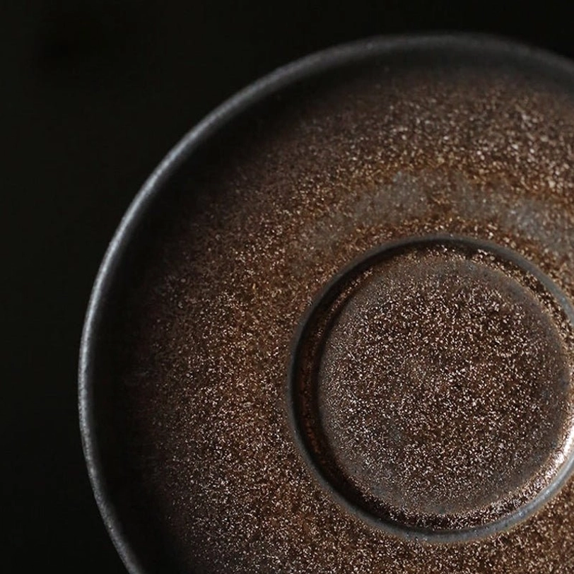 Side profile of 160ml bronze vintage ceramic gaiwan tea cup