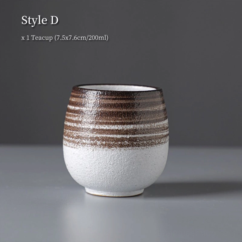 brown striped style d 200ml japanese style ceramic tea cup
