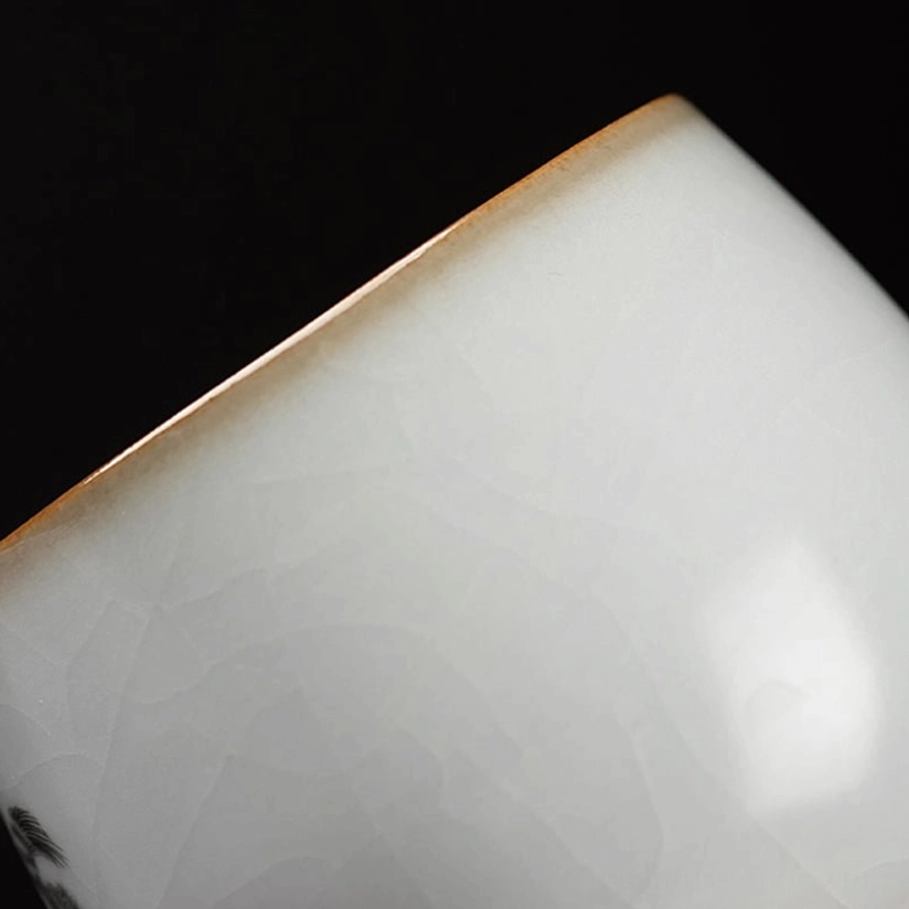 bottom base view of cat motif chinese ceramic tea cup