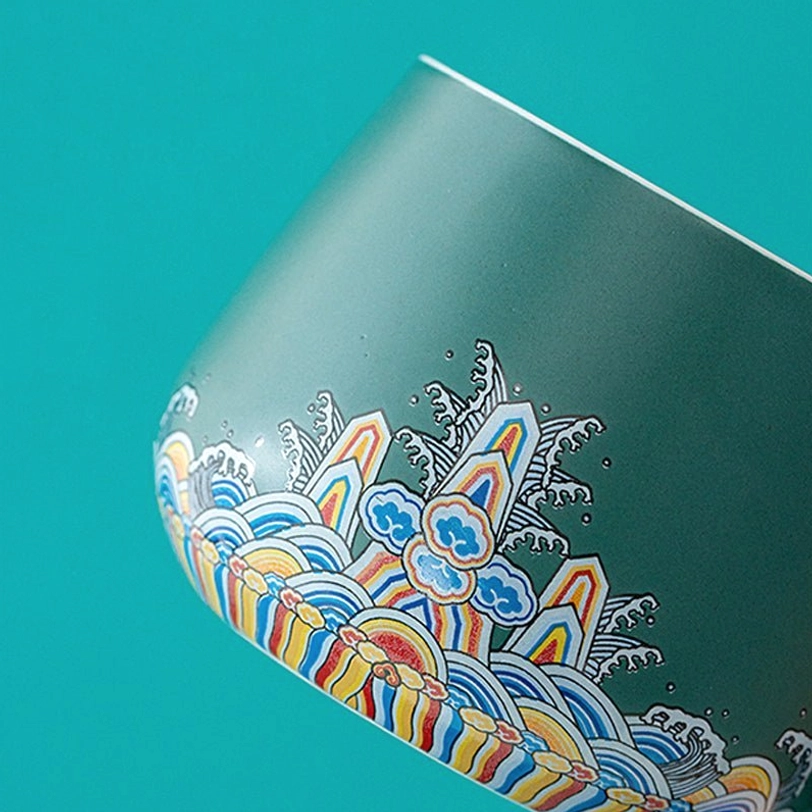 cat tea infuser mug with infuser resting on cat lid