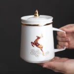 full assembled ceramic tea infuser mug with lid and removable filter