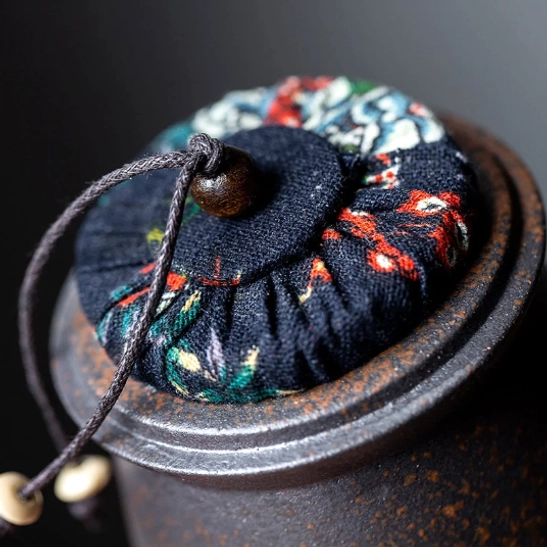 dark speckled ceramic tea canister body with natural brown speckles