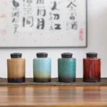 full collection of 4 styles of airtight ceramic tea storage canisters
