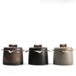 dual-seal ceramic tea storage canister full product view